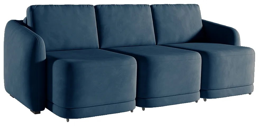 Sofá Cama Modulado Retrátil e Reclinável Decorativo Varsóvia 306cm Veludo Azul Marinho G33 - Gran Belo