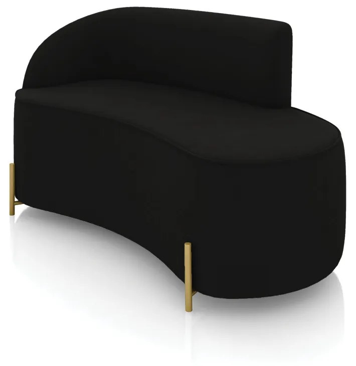 Sofá 2 Lugares Orgânico 140cm Pé Dourado Morgan Suede D03 - D'Rossi - Preto
