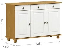 Balcão Buffet Sala de Jantar Rústico 128cm 3 Portas 3 Gavetas Rubia F0