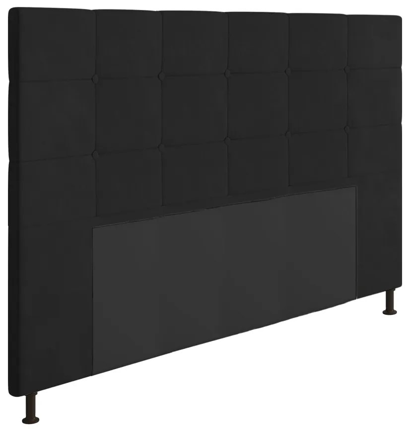 Cabeceira Stambul Para Cama Box Queen 160 cm Suede - D'Rossi - Preto