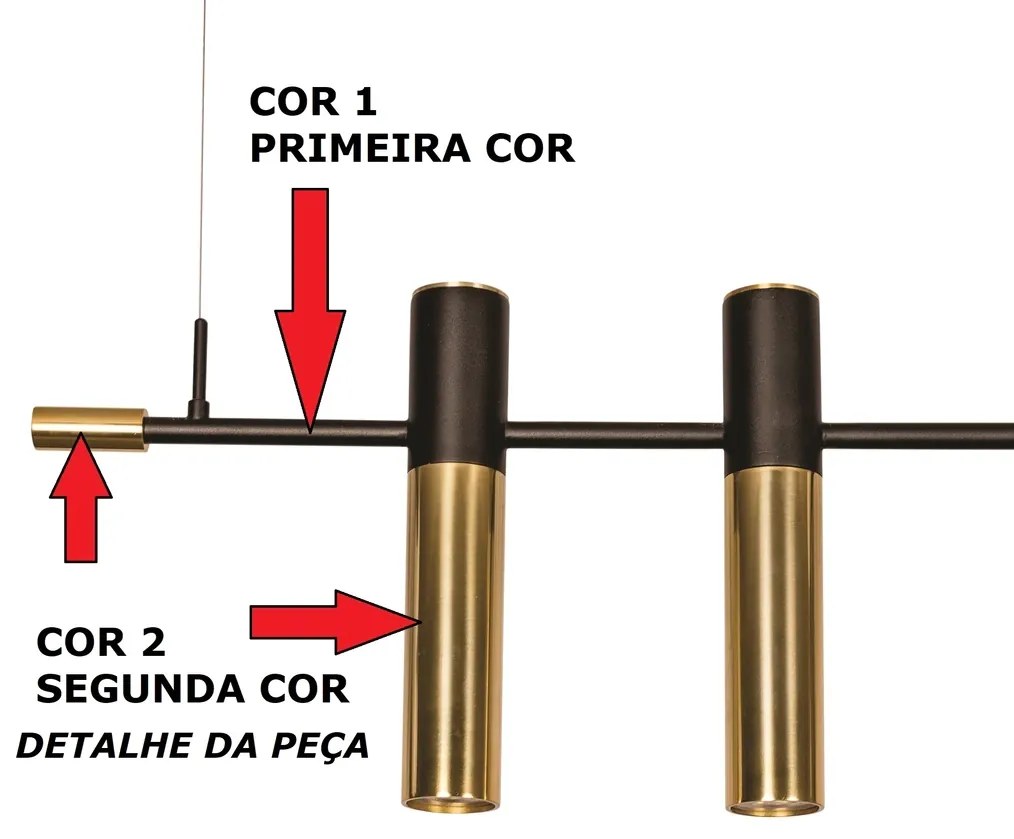 Pendente Vittu 120X30Cm 2Xmr16 Gu10 + 1Xe27 G45 / Cabo Aço Chumbador +... (BT - Branco Texturizado, FOSCO)