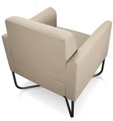 Poltrona Decorativa Base Industrial X Preta Maressa S03 Suede Bege - I