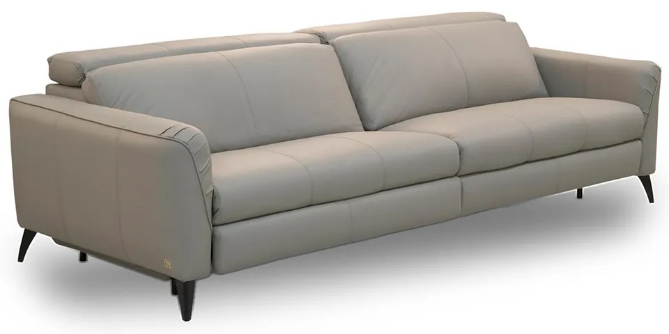 Sofá Sala de Estar Bipartido Elétrico 180cm Reclinável Retrátil Pés de Ferro Sarh Couro Cinza Claro G93 - Gran Belo