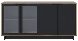 Balcão Aparador Buffet Vicky C05 Noce Milano/Preto Fosco - Mpozenato