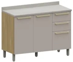Balcão de Cozinha Com Tampo 120cm Mirella Freijó/Cinammon L01 - Mpozen