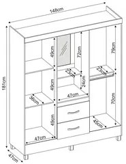 Guarda Roupa Capelinha 4 Portas 2 Gavetas Lord D02 Ebano Touch - Mpoze