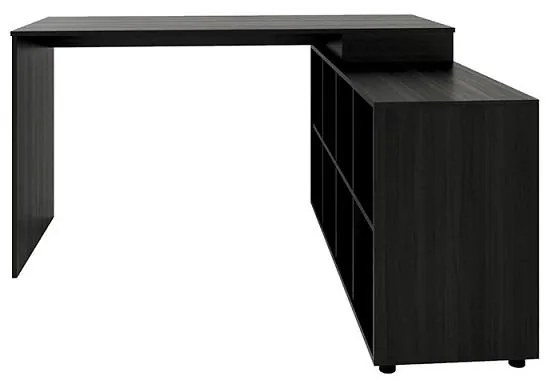 Mesa de Escritório em L  Escrivaninha Diretor 8 Nichos Preto