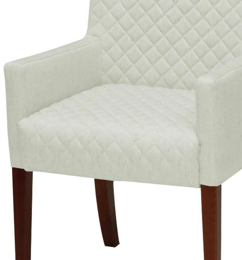 Poltrona Decorativa Liverpool Base Madeira PU Sintético Bege G15 - Gran Belo