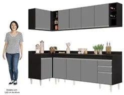 Armário de Cozinha Modulado de Canto Direito 5 Peças CP44 Balcão com T