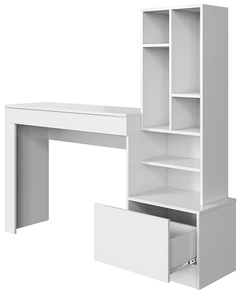 Mesa Escrivaninha com Livreiro 1 Gaveta Nina Branca - Mobler - Branco