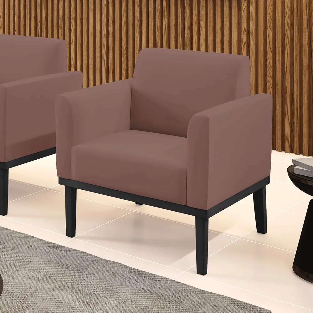 Poltrona Decorativa Isabella Pés Fixo em Madeira Preto Veludo Rose G19 - Gran Belo