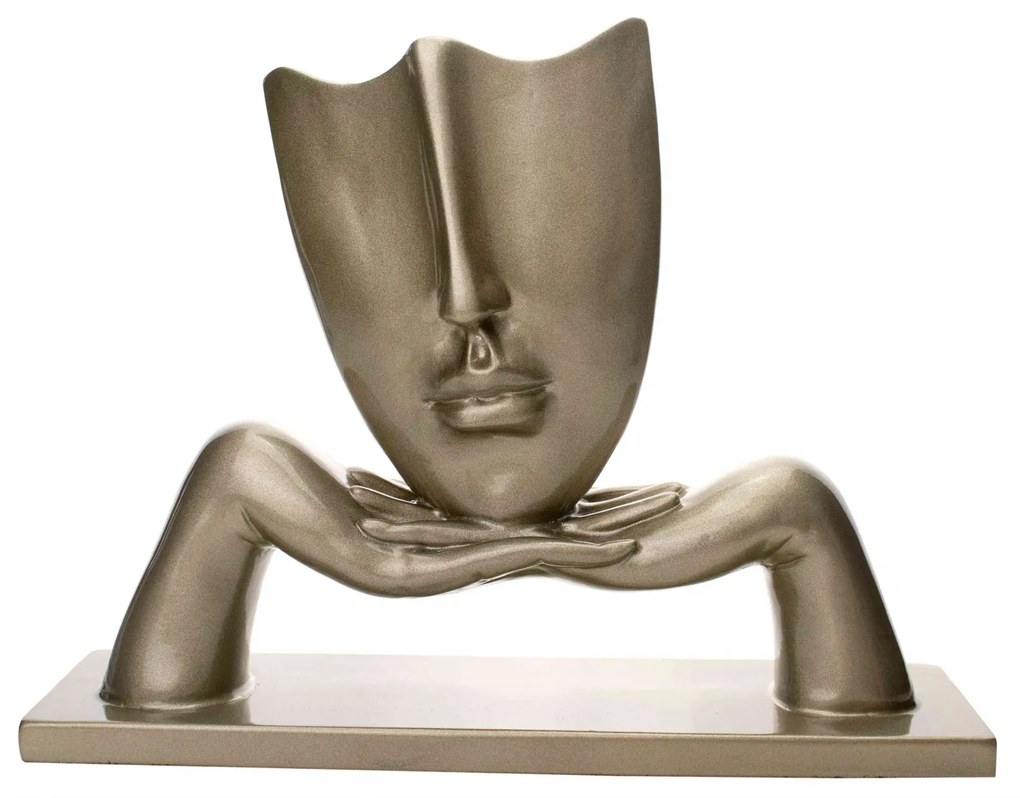 Escultura Decorativa Com Base Descanso Ouro Velho Fosco 23x30 Cm - D'Rossi