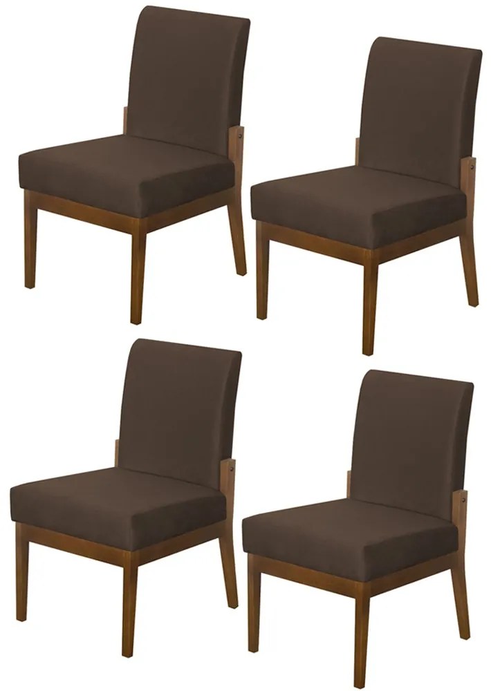 Kit 04 Cadeiras de Jantar Helena Suede Marrom - Decorar Estofados