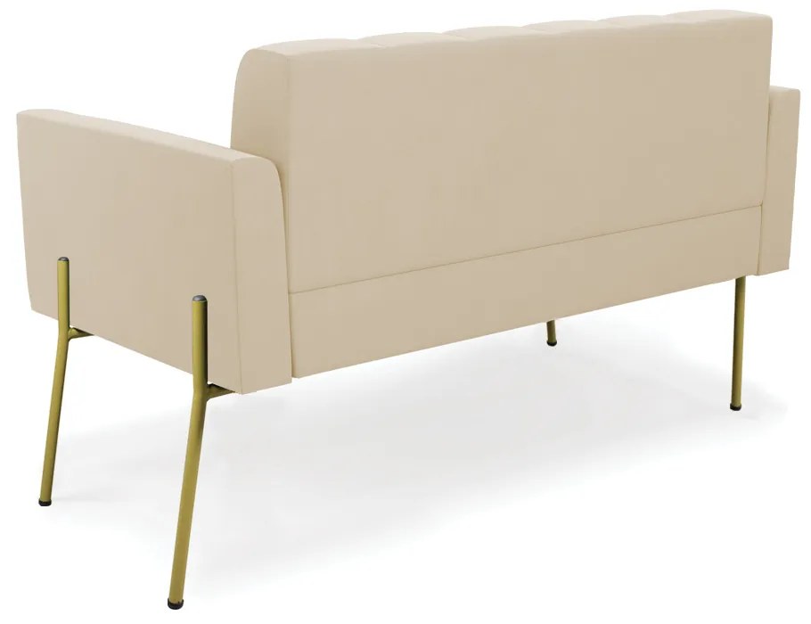 Sofá Namoradeira 2 Lugares Pé de Ferro Dourado Elisa Suede D03 - D'Rossi - Bege