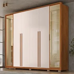 Guarda Roupa Casal 6 Portas Vidro Reflecta Octavius Freijó/Off White -