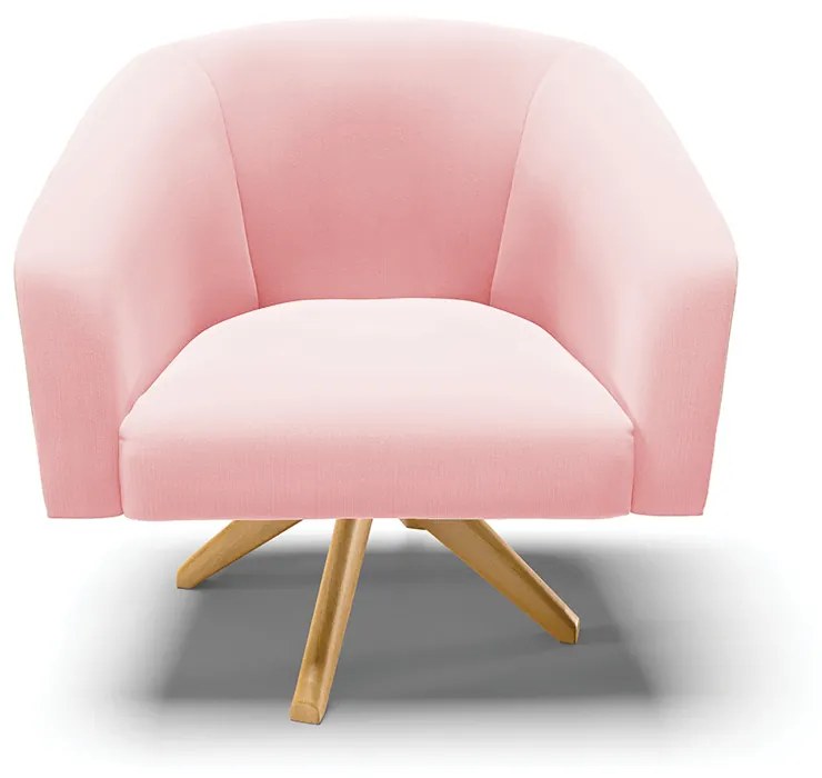 Poltrona Decorativa Giratória MA30 Kit 2 Stella Suede D03 - D'Rossi - Rosa Bebê