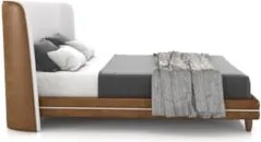 Cama Queen 160cm Com Cabeceira Many Z37 Bouclê Off/Caramelo - Mpozenat