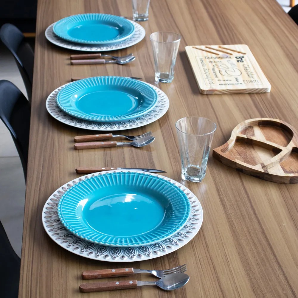 Sousplat Para Prato De Mesa Decorativo Branco Com Flores Em Rose 33cm - Indo Decorar