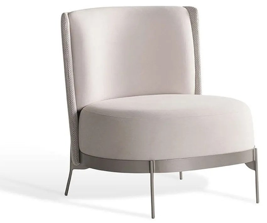 Poltrona Alara Composê Estofada Multilaminada Base Aço Carbono Pintura Metalizada