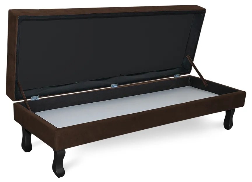 Puff Baú Decorativo Capitonê Luis XV 140x40cm Suede Marrom - Sheep Estofados - Marrom