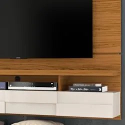 Painel Bancada Suspensa Para TV Até 60 Pol. Lana 1.8 Naturale/Off Whit