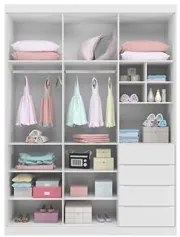 Guarda Roupa Infantil 3 Portas 4 Gavetas Pérola Branco - Phoenix