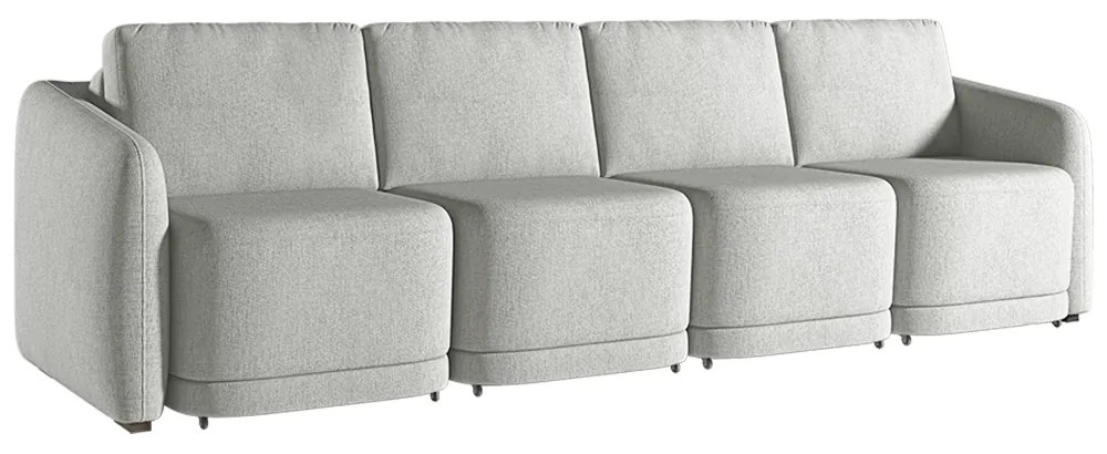 Sofá Cama Modulado Retrátil e Reclinável Decorativo Varsóvia 316cm Linho Cinza G33 - Gran Belo