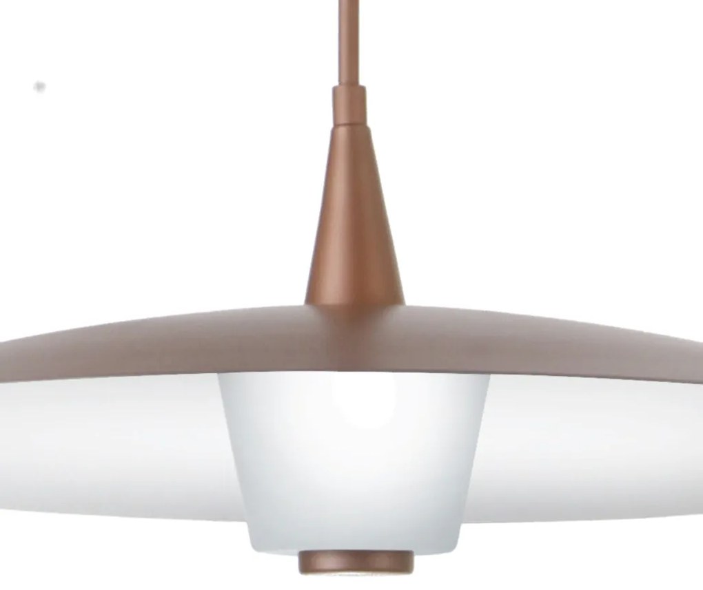 Pendente Eclisse Ø50X41Cm Disco Curvo Metal Alumínio E Vidro 01Xled 9W... (COBRE FOSCO)