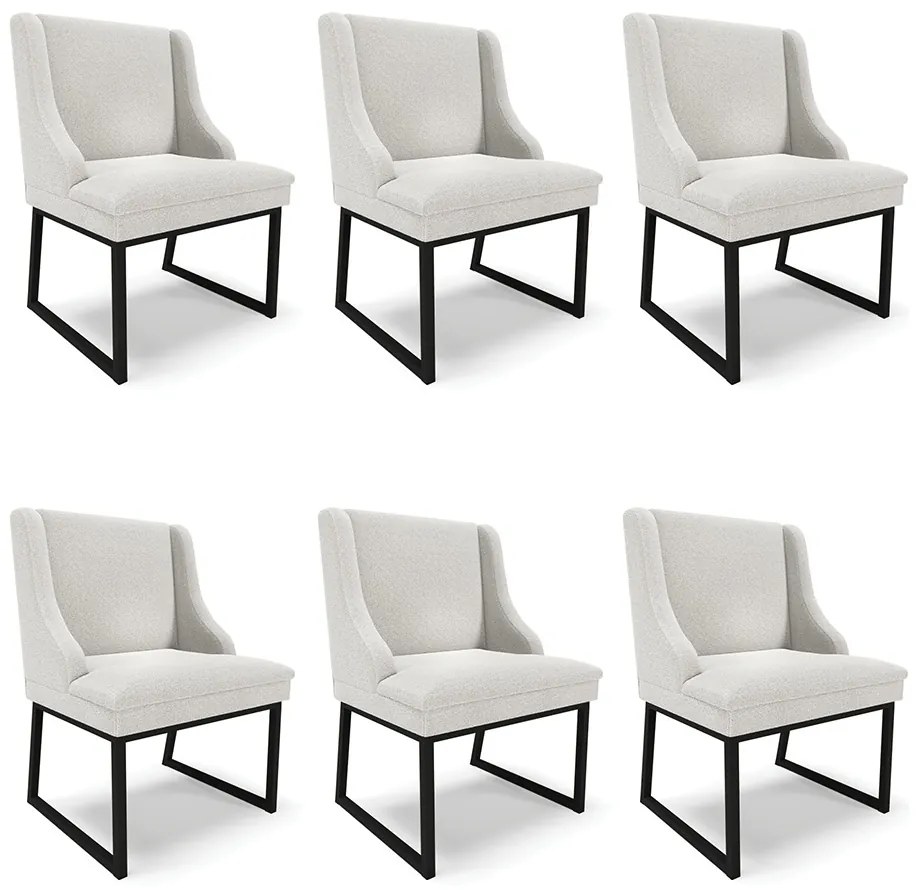 Cadeira Sala de Jantar Industrial Preto kit 6 Liz Bouclê D03 - D'Rossi - Cinza