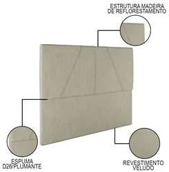 Cama Casal com Cabeceira 145cm Pés Metálicos Elisa S05 Veludo Bege - M