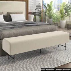 Puff Recamier Decorativo Pés em Ferro 140cm Dublin Z37 Veludo Bege - M