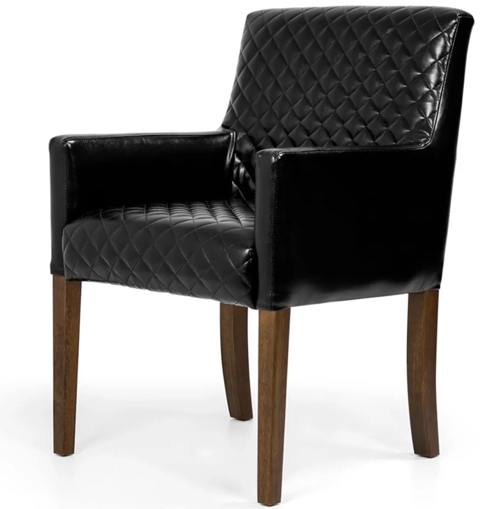 Poltrona Decorativa Sala de Estar Base de Madeira Liverpool PU Sintético Preto Tressê G15 - Gran Belo