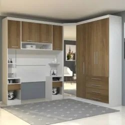 Guarda Roupa Solteiro Modulado CP04 Taiga Branco/Avelã L01 - Mpozenato