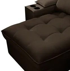Sofá Retrátil 3 Lugares com Porta Copo 230cm Andes F05 Veludo Marrom E