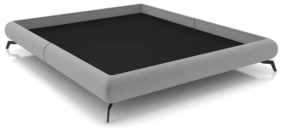 Cama de Casal Avulsa Bezos Madeira Imunizada Pés em Aço Revestimento Veludo Cinza G91 - Gran Belo
