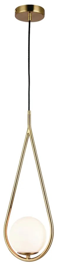 Pendente Pingo Metal Bronze Vidro Branco Ø18X49Cm 1Xg9 | Bella Ilumina...