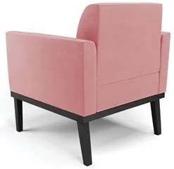 Sofá Namoradeira e 2 Poltronas Base Madeira Preto Maressa Suede Rosê -