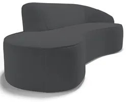 Sofá Living  3 Lugares 260cm Braço Direito Mozart D06 Veludo Cinza - M