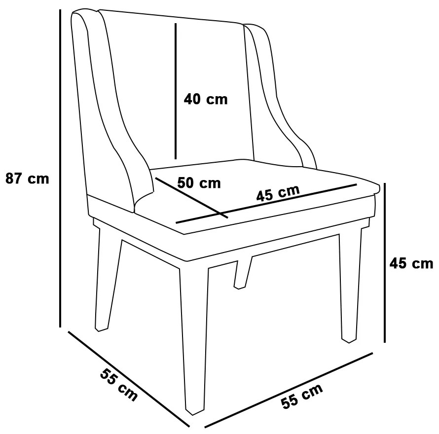 Cadeira de Jantar Liz Veludo Base Fixa Madeira Preto D03 - D'Rossi - Verde