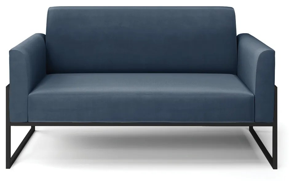 Sofá Namoradeira Base Industrial Alta Preto Marisa Suede D03 - D'Rossi - Azul Marinho