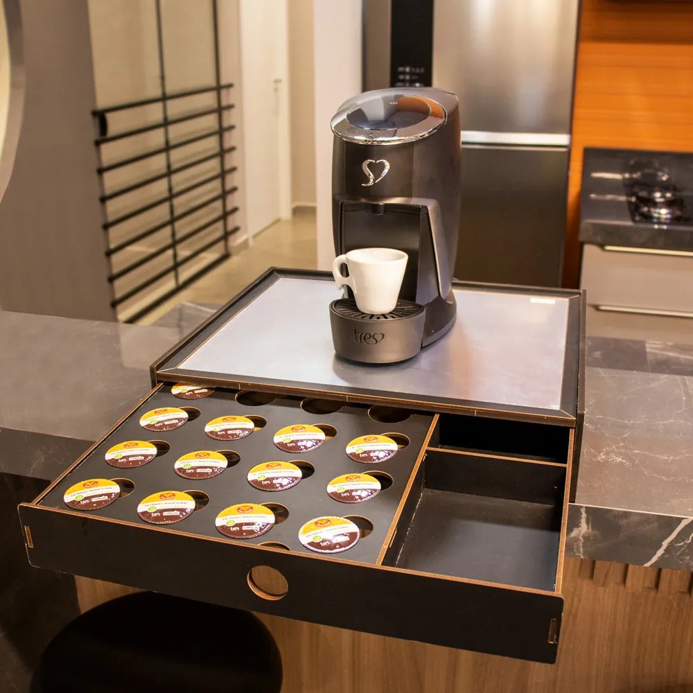 Porta Cápsula de Café Gaveta com Espelho Nespresso - D'Rossi