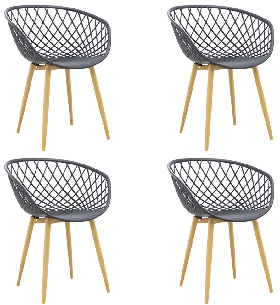 Kit 04 Cadeiras Sidera Tresse Preto - D'Rossi