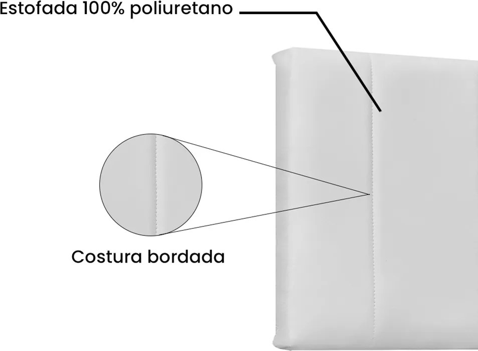 Painel Arizona Para Cama Box King 195 cm Corino S04 - D'Rossi - Branco