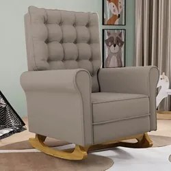 Kit 02 Poltronas de Amamentação Base Madeira Balanço Brenda G05 Veludo