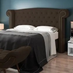 Cabeceira Cama Box Casal King 195cm Provença Z37 Veludo Marrom - Mpoze