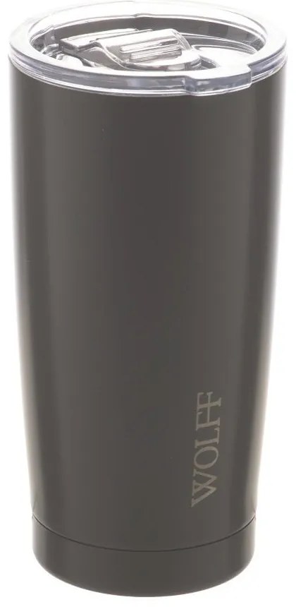 Copo Térmico De Aço Inox Parede Dupla Com Tampa Cinza 600ml 29142 Wolff