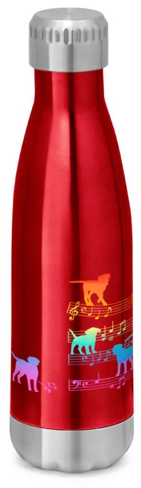 Garrafa Térmica Inox Brilhante 510 ml Cachorro Musical Arco Iris - Vermelho