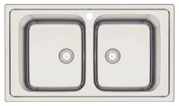 Cuba de Sobrepor Tramontina Marea Deep 2C 34 em Aço Inox Acetinado 86 x 50 cm com Furo para Torneira