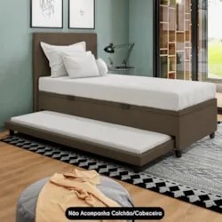 Bicama Box Baú Solteirão 96x203cm Samy S05 Veludo Marrom - Mpozenato
