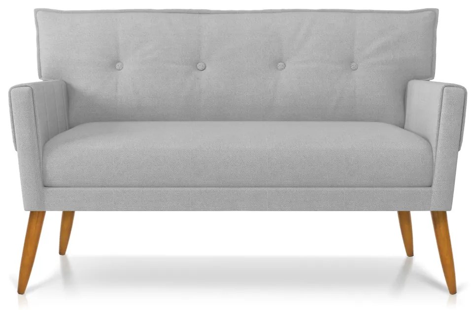 Kit 01 Namoradeira 02 Lugares e 01 Poltrona Anitta Linho Cinza A05 Pés Palito Castanho D03 - D'Rossi